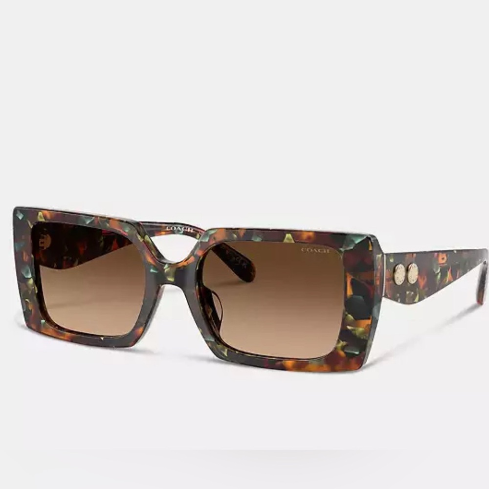 Authentic COACH 1941 rectangular 53 Tortoise Havana acetate gradient Sunglasses